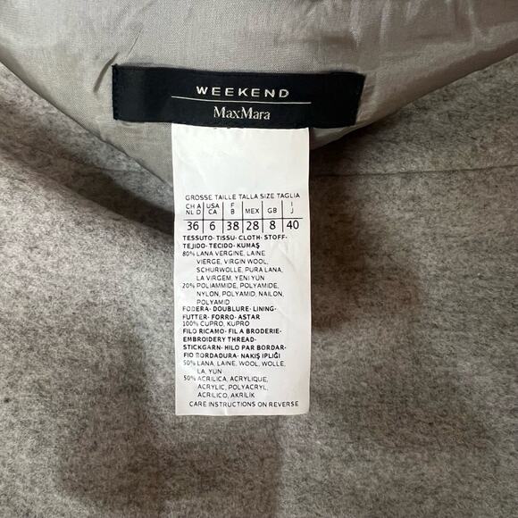 WEEKEND MaxMara Womens 6 Grey Embroidered Virgin Wool Tiered Floral Skirt - Picture 6 of 6